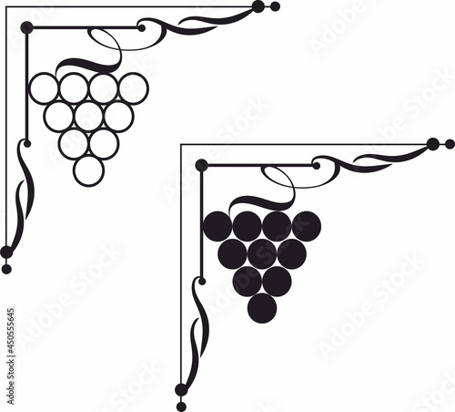 Grape wine brunch decorative corner element and frame detail