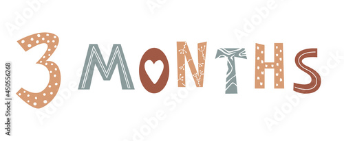 Three month baby lettering in Scandinavian style