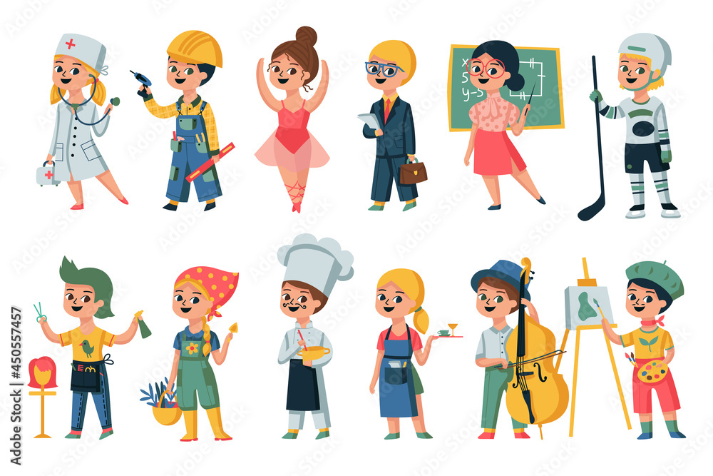 Kids Occupations Icon Set Kids Occupations Icon Set