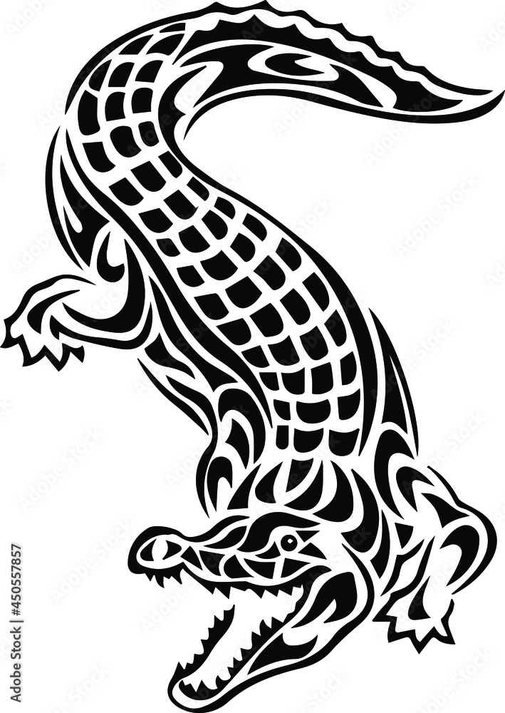 Tattoo and t-shirt design black and white hand drawn vector illustration crocodile Tattoo and t-shirt design black and white hand drawn vector illustration crocodile