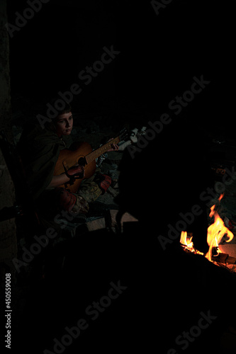 Stalker woman playing a guitar