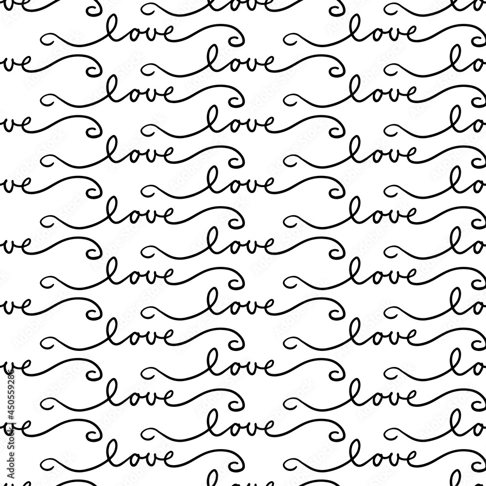 word love black hand drawn calligraphic text in horizontal rows romantic lovely vector seamless pattern isolated on white background word love black hand drawn calligraphic text in horizontal rows romantic lovely vector seamless pattern isolated on white background