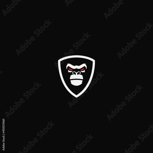 creative monkey face shield logo design. logo template