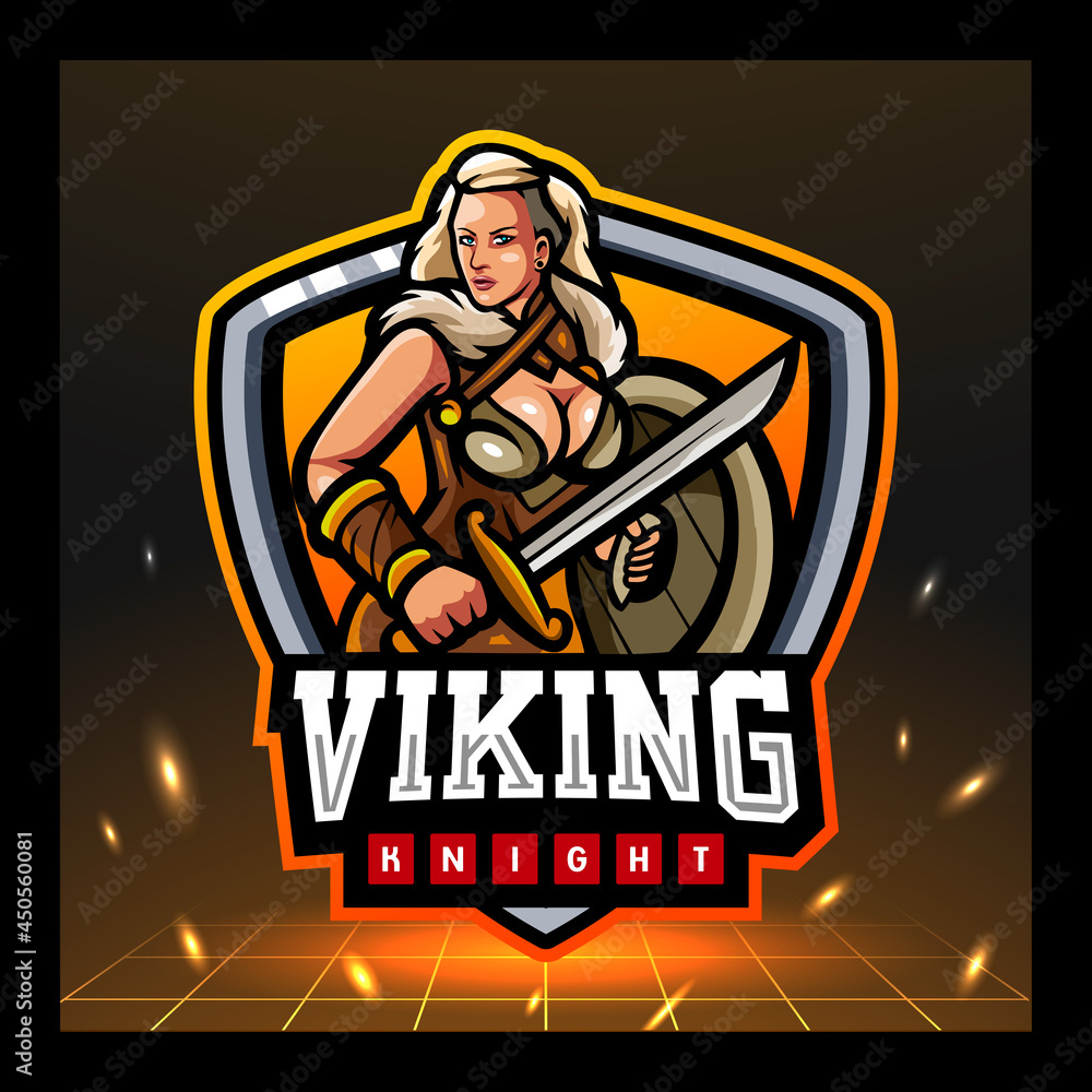 Viking girls mascot. esport logo design