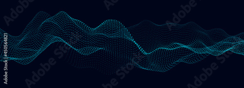 Abstract gradient wave of particles. Big data. Digital background. Futuristic vector illustration.