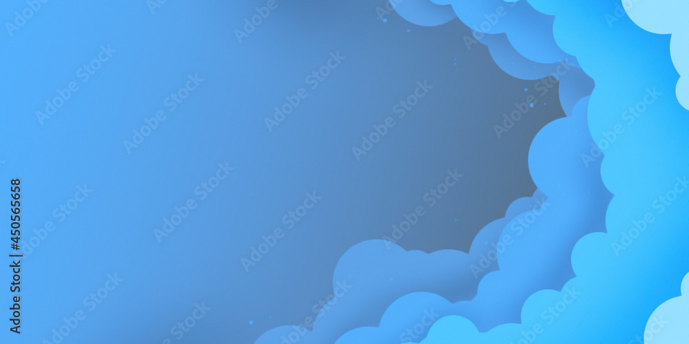 Banner with fluffy clouds with different shades on side of blue sky background with copy space Banner with fluffy clouds with different shades on side of blue sky background with copy space