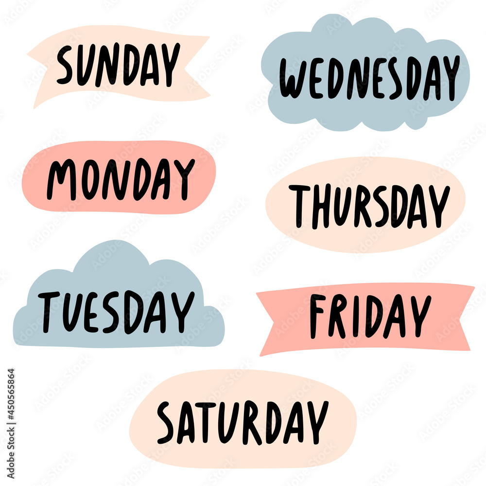 days of the week Lettering with bubbles Stock Vector Adobe Stock