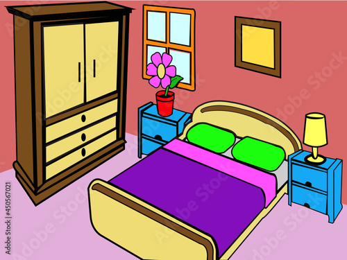 bedroom interior design vector