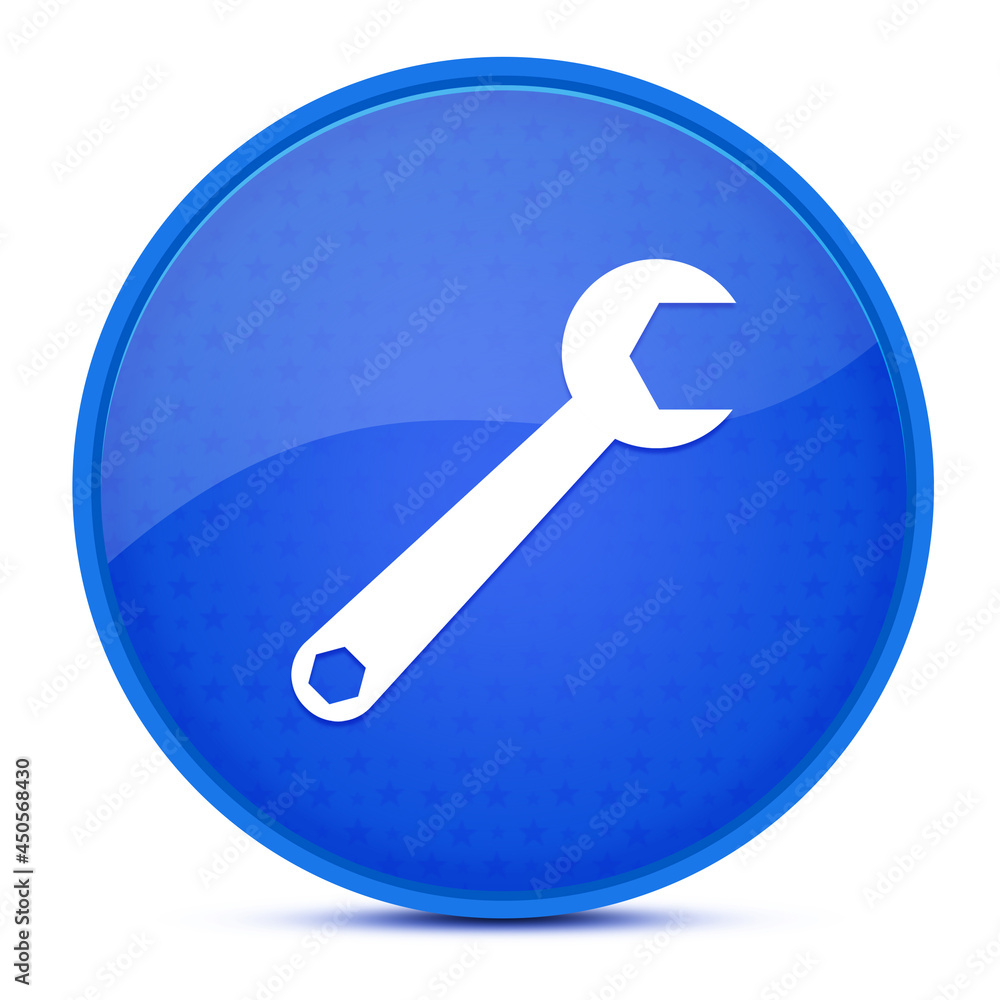 Spanner aesthetic glossy blue round button abstract Spanner aesthetic glossy blue round button abstract
