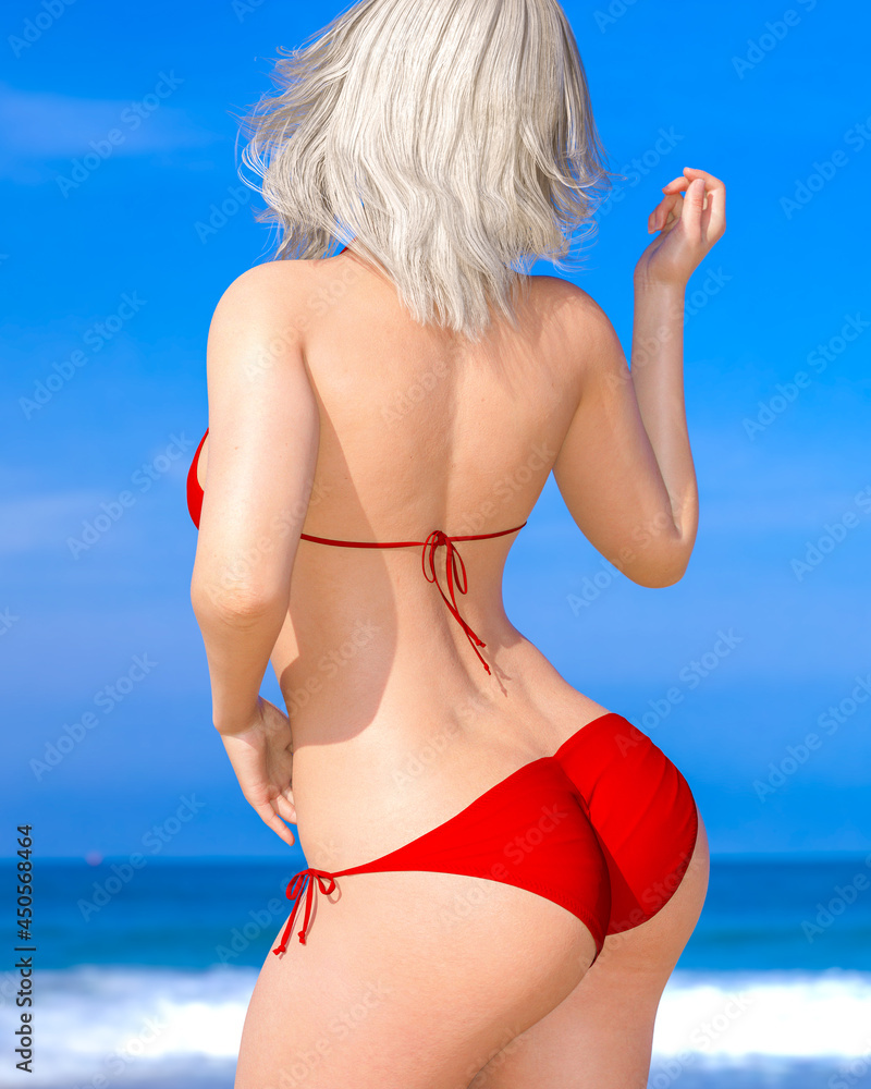 Fototapeta premium Woman swimsuit on beach.