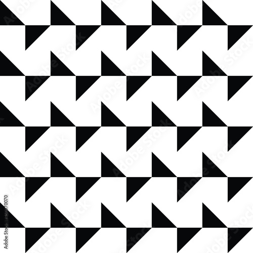 Seamless vector pattern. Black and white geometric horizontal stripes with triangle. Half arrow background. 