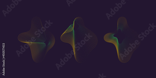A set of amorphous shapes on a dark background. Abstract vector elements for your design. Graphic images for creativity. photo