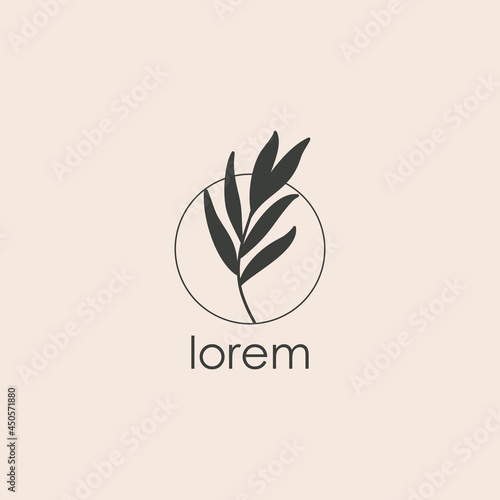 Simple floral logo design premium vector