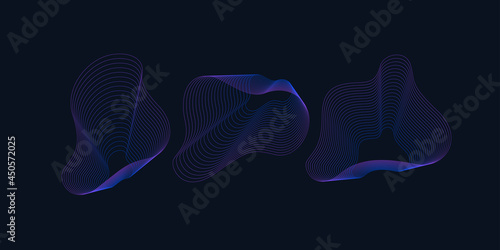 A set of amorphous shapes on a dark background. Abstract vector elements for your design. Graphic images for creativity.