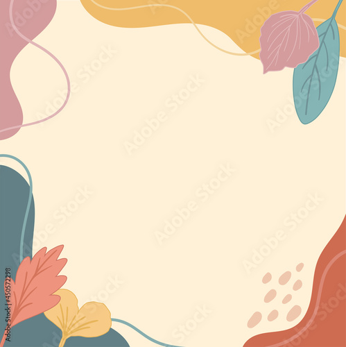 Vector illustration autumn vibers abstract background. Pastel colors with autumn leaves.