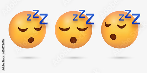 3d Sleeping emoji face , Snoring emoticon with eyes closed sleep emotion wit zzz photo