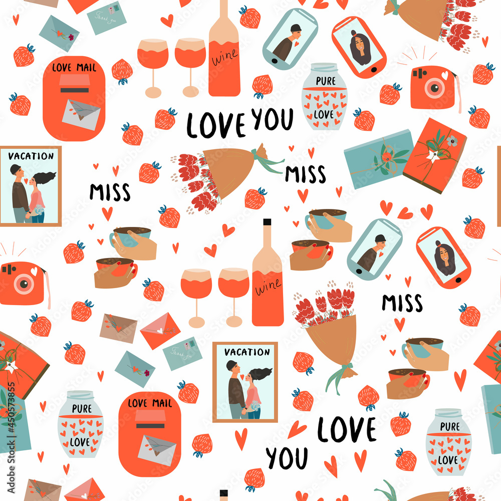 Seamless pattern from collection elements for valentine's day. Vector illustration
Seamless pattern from collection elements for valentine's day. Vector illustration