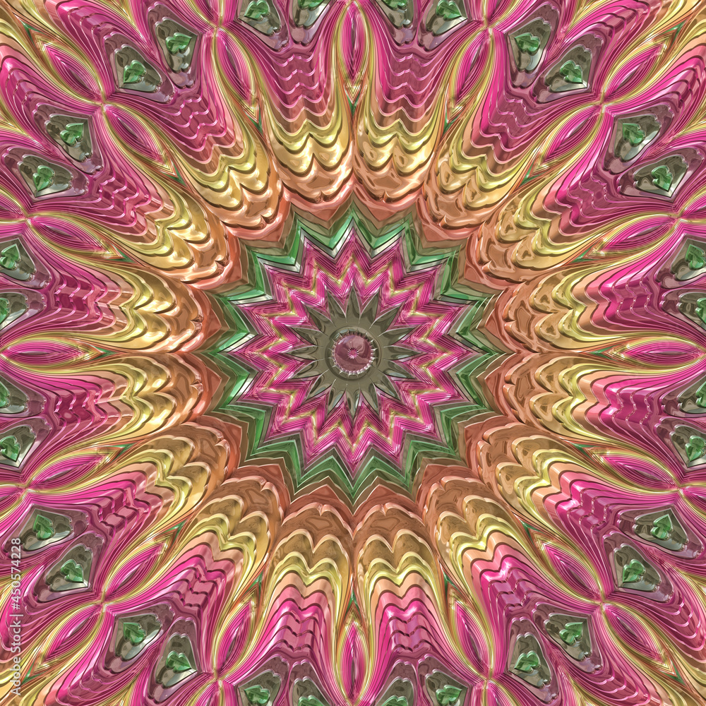 3d effect - abstract floral fractal pattern 