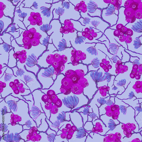 Seamless floral pattern in lilac and blue.