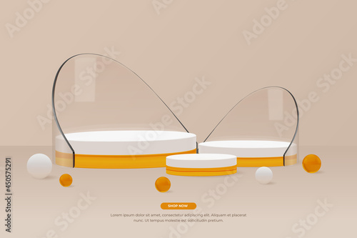 3d glass podium with 3 pieces display vector