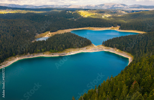 Black Lake in Durmitor National Park. View from above. Montenegro