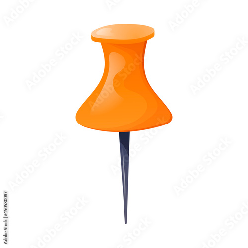 Isolated vector illustration of a pushpin for paper and documents. Office and school supplies or stationery.