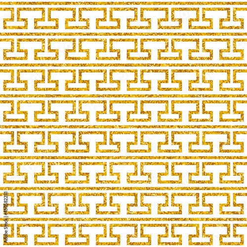 Tile decorative floor gold and white tiles greek vector pattern or seamless background