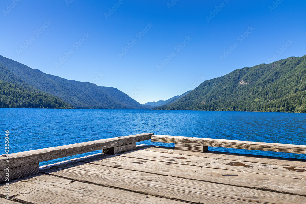 View over the Crescent Lake ftom the pier, Olympic National Park Washington