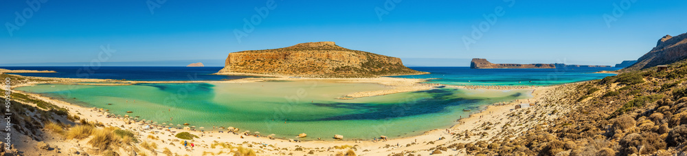 Balos in Crete, Horizontal panorama, The most beautiful Greek beaches