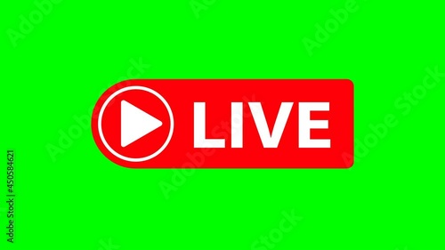live red button. Live streaming animation on green background 4k video