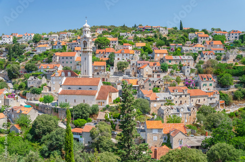 Scenic view on Lozisca village located on the west of Brac island in Croatia photo