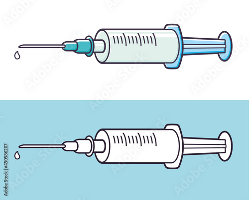 Medical syringe isolated icons cartoon line vector