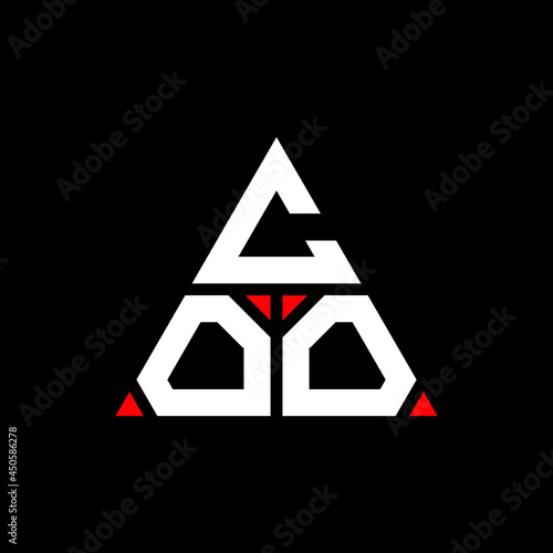 COO triangle letter logo design with triangle shape. COO triangle logo design monogram. COO triangle vector logo template with red color. COO triangular logo Simple, Elegant, and Luxurious Logo. COO 