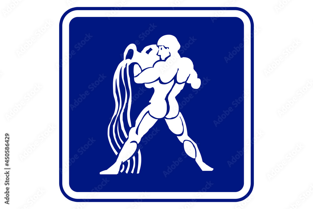 Fototapeta premium illustration of aquarius zodiac sign on blue background