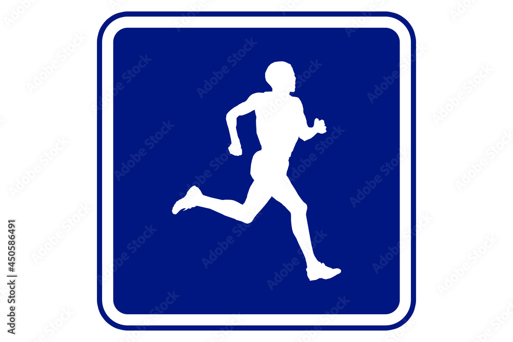 illustration of a person running on blue background