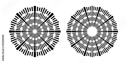 Set of circle geometric patterns. Abstract circular design elements.