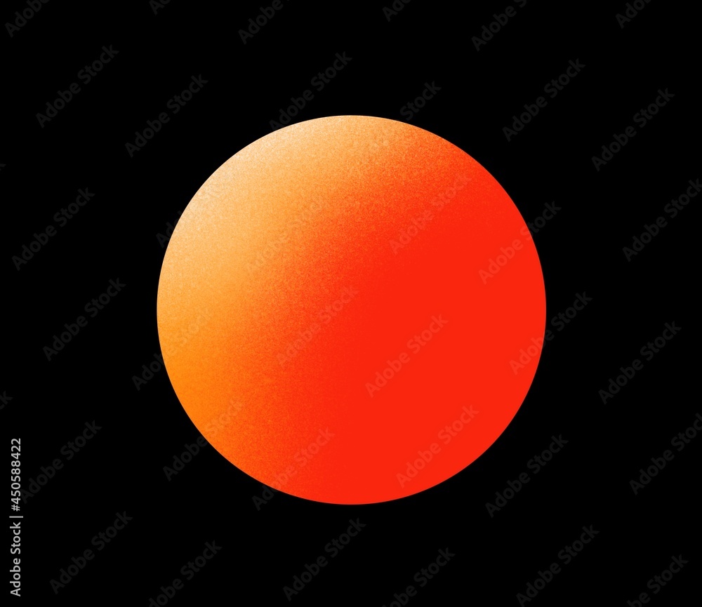 grainy gradient object in the round shape. yellowishorange color of a