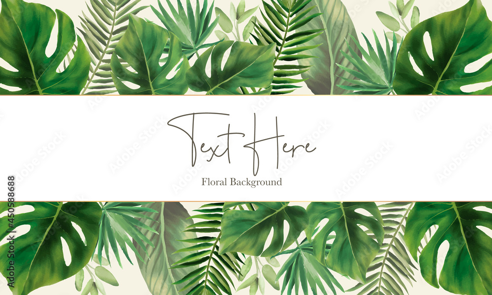 Hand drawn green leaves background design