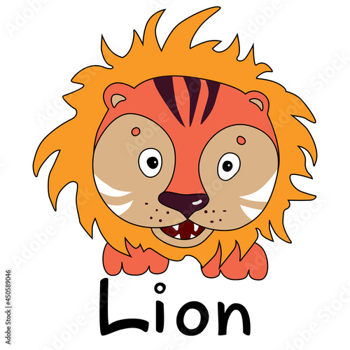 Zodiac sign Lion impersonated by Tiger who is a symbol of 2022 year. Funny tiger illustration in cartoon style vector isolated on white