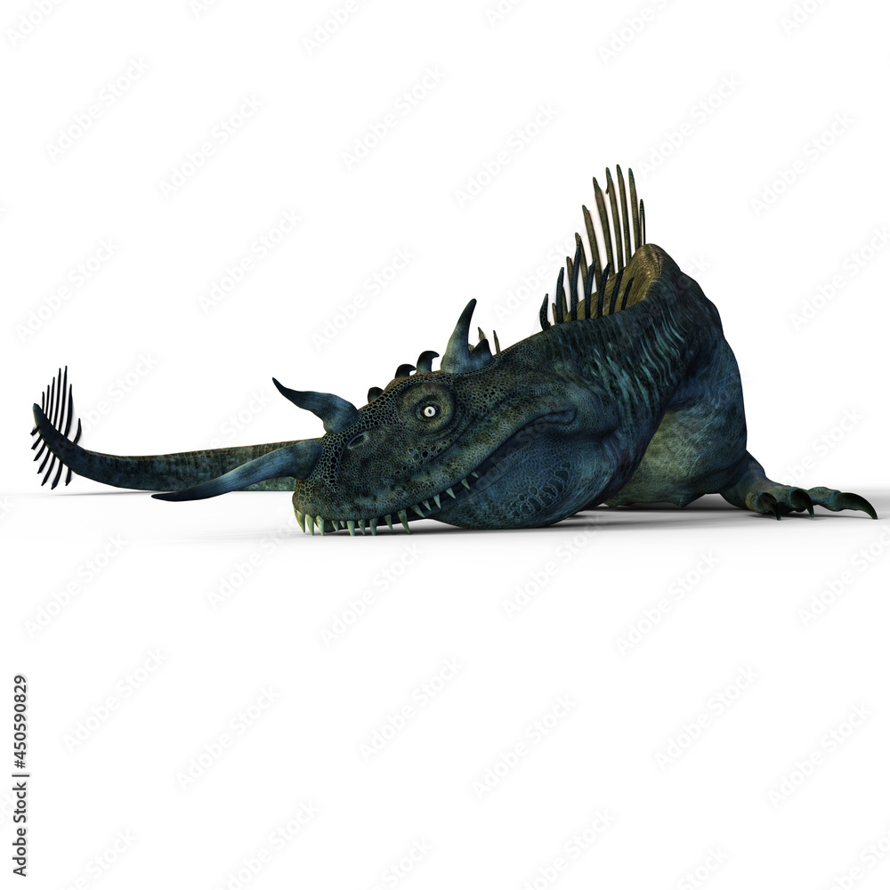 Fototapeta premium 3d-illustration of an isolated giant fantasy sea dragon dinosaur