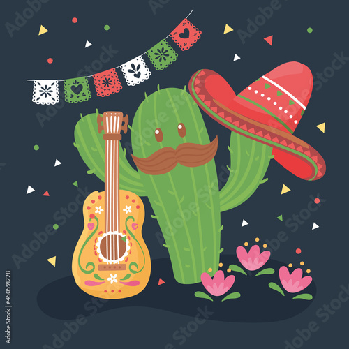 mexican cactus with guitar