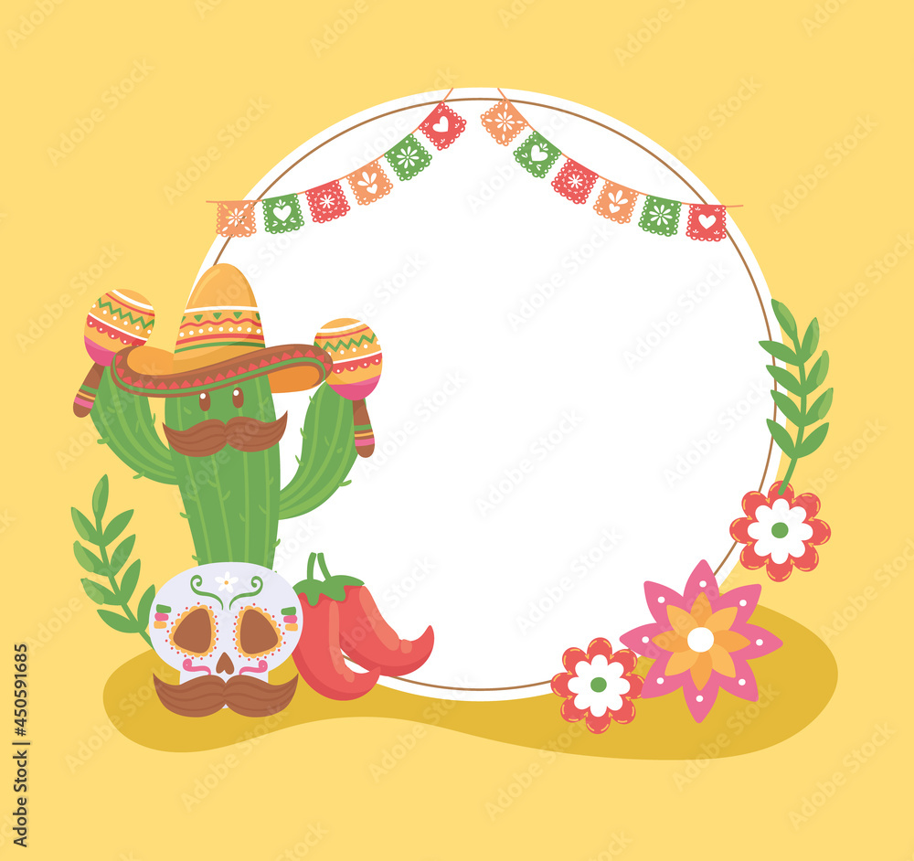 mexican skull and cactus mexican skull and cactus