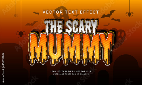 The scary mummy editable text style effect with halloween event theme