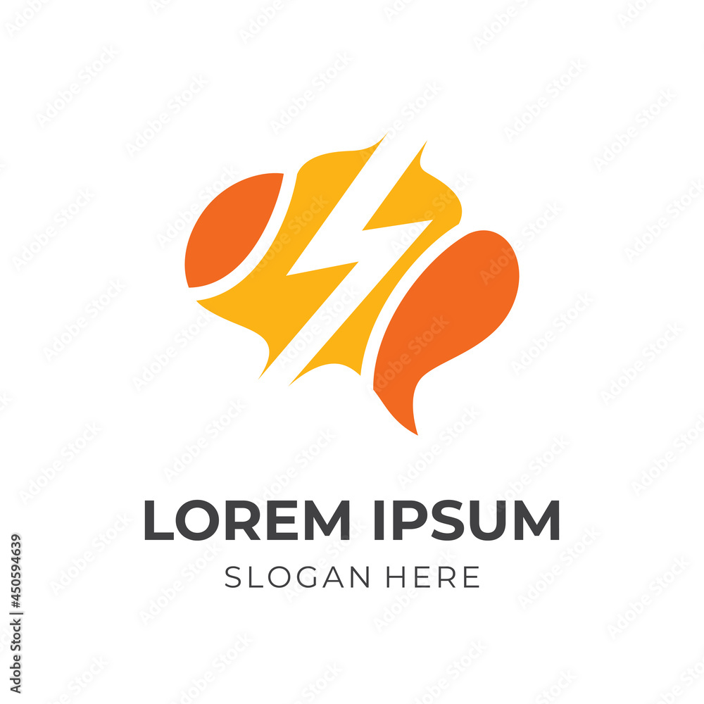 power brain logo vector with flat yellow and orange color style power brain logo vector with flat yellow and orange color style