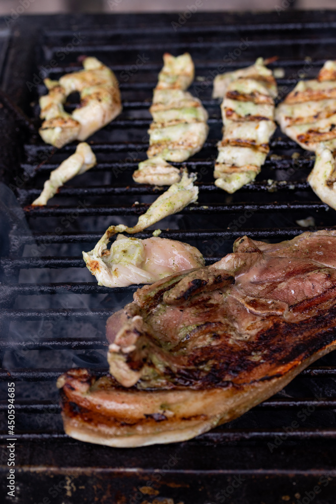 grilled meat on the grill grilled meat on the grill