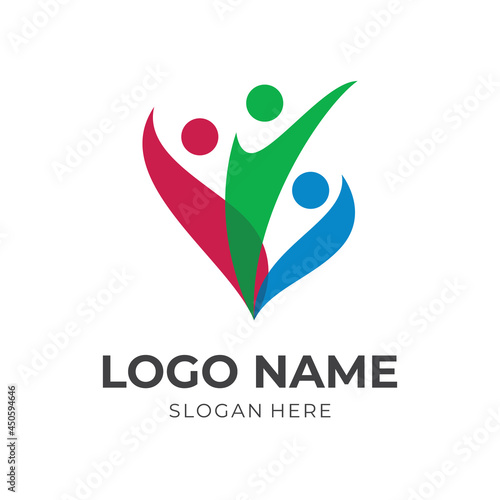 people logo design with flat colorful style