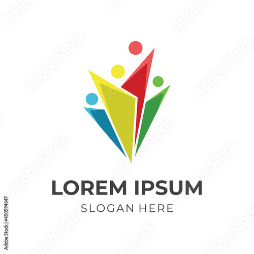 modern people logo concept with flat colorful style