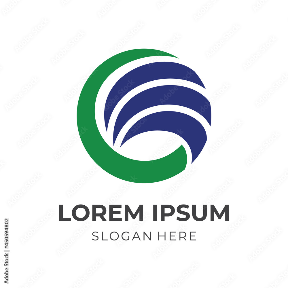simple globe logo vector with flat blue and green color style simple globe logo vector with flat blue and green color style