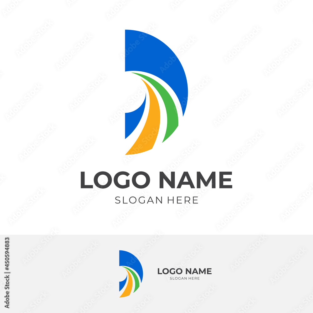letter D logo design with flat colorful style letter D logo design with flat colorful style