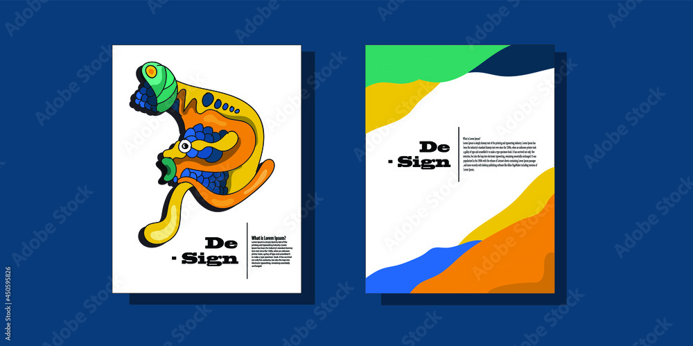 Colorful Fish Background Pattern Set with Dummy Text for Web Design, Landing Page, and Print Material. 